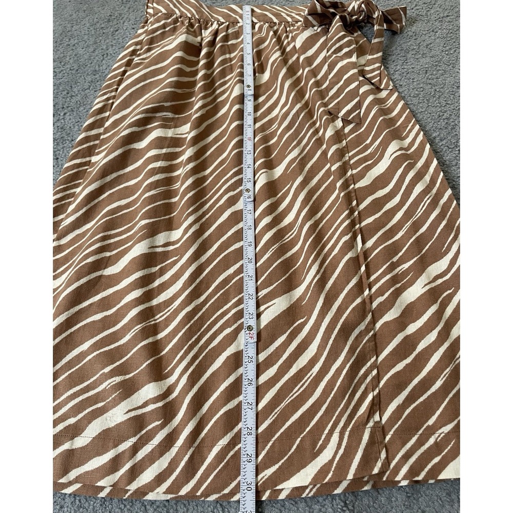 Faux Wrap Zebra Print Midi Skirt Sz S/M Beige Cream Side Tie Party Classic READ - Picture 6 of 11
